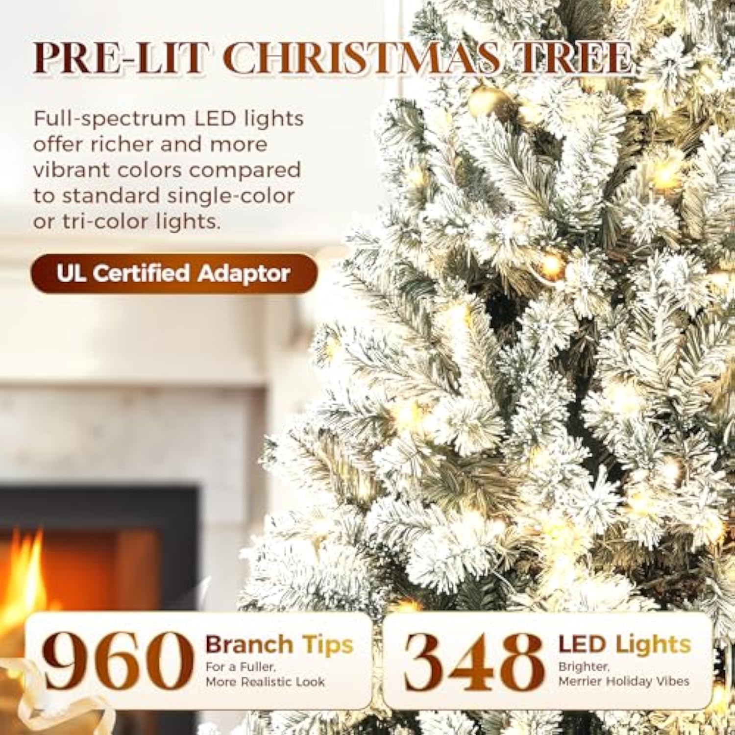 7.5 Ft Flocked Prelit Christmas Tree With 348 Led Lights, App Control, Skinny Artificial Pencil Christmas Tree, Multi-Color Rgbw Lights, 960 Branch Tips, For Small Space, Home, Party