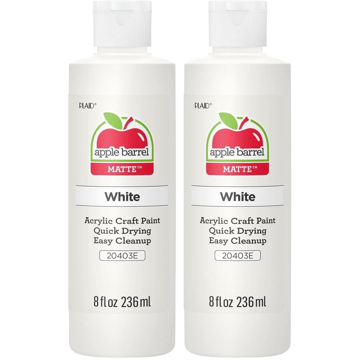 Apple Barrel Acrylic Paint in Assorted Colors (8 Ounce), 20403 White (Pack of 2)