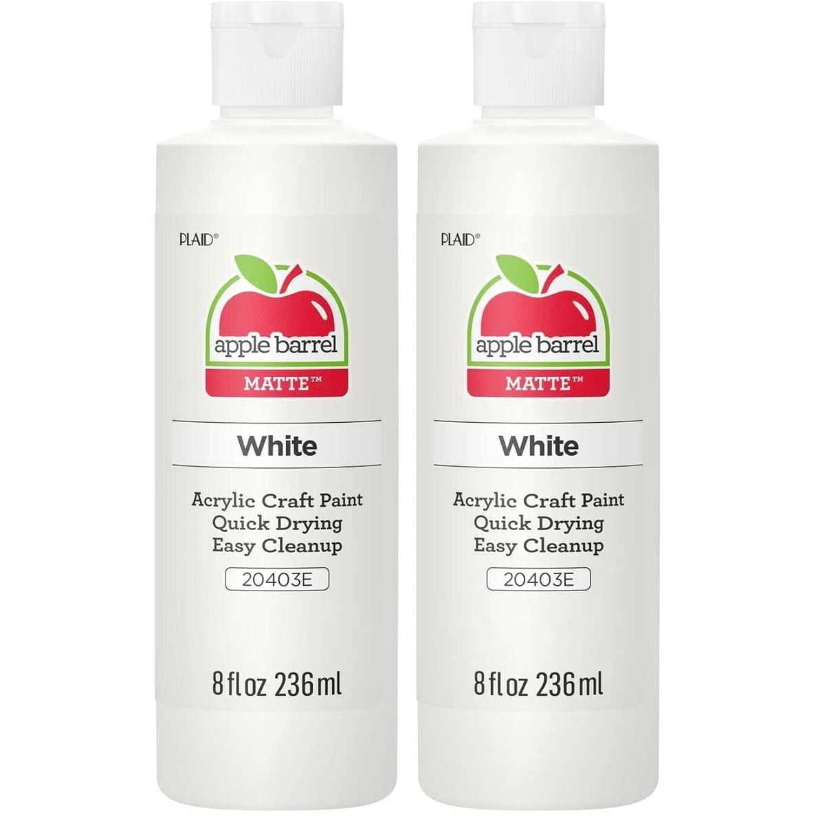 Apple Barrel Acrylic Paint in Assorted Colors (8 Ounce), 20403 White (Pack of 2)