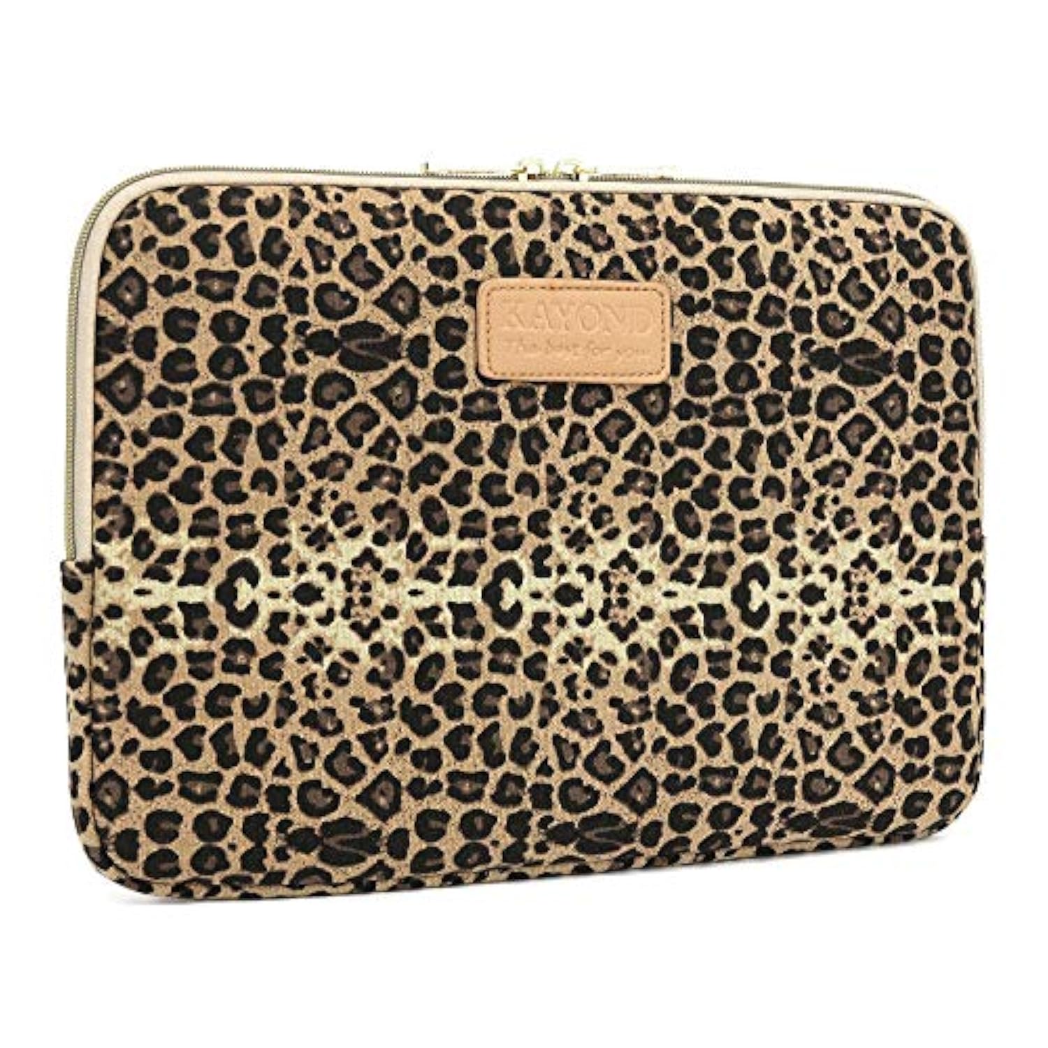Kayond KY-03 Canvas Fabric 14.1 Inch Laptops Sleeve - Brown Leopard Print