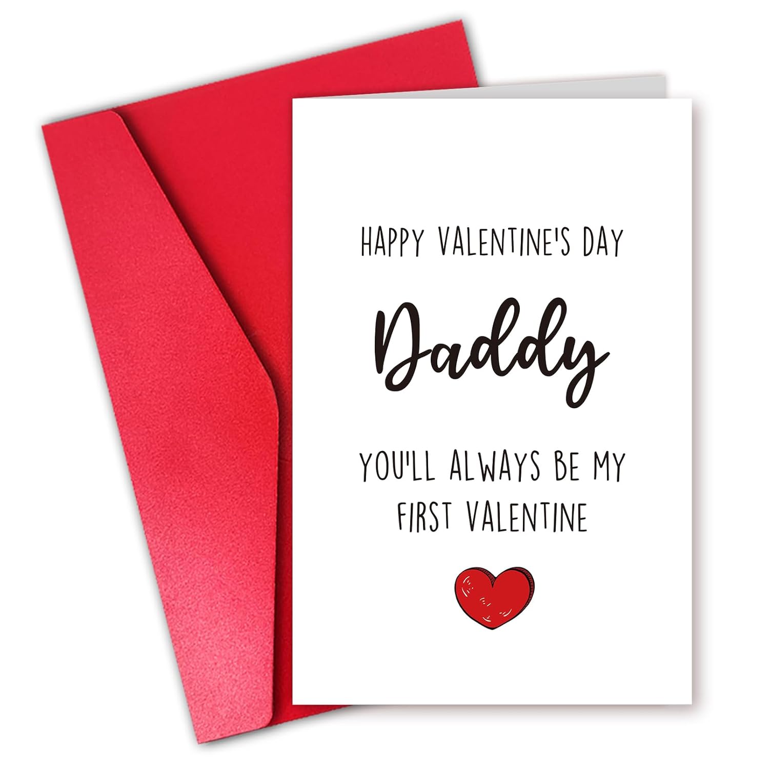 Funny Valentines Day Card For Dad, Daddy Valentines Day Card From Daughter For Father With Envelope Sticker, Blank Inside, Cute Valentine Gift