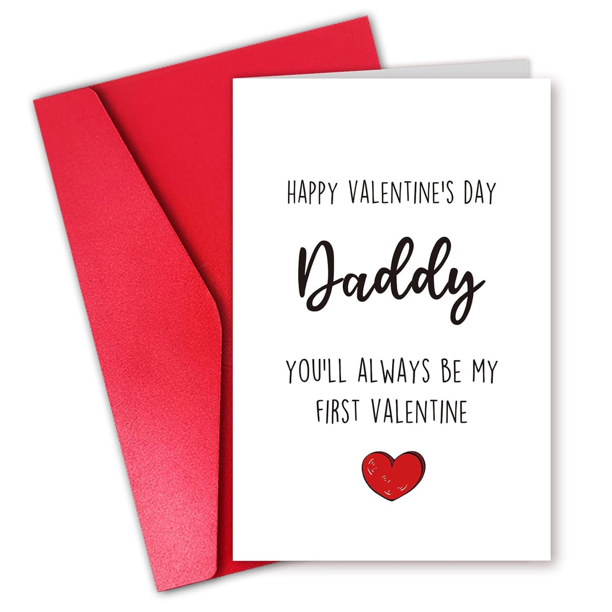 Funny Valentines Day Card For Dad, Daddy Valentines Day Card From Daughter For Father With Envelope Sticker, Blank Inside, Cute Valentine Gift
