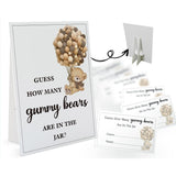 How Many Gummy Bears Are In The Jar - 1 Standing Sign And 50 Guessing Cards, Bear Balloon Themed Baby Shower Game For Boys Girls, Birthday Party Supplies And Decorations-02