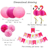 Hawaiian Flamingo Party Decoration Birthday Banner,Hanging Pink Paper Fan Decoration Set Of 6,For Hawaiian Summer Beach Party Birthday Party