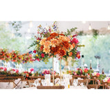 6Pcs Artificial Fall Flowers, 18 Heads Silk Fake Mums Flowers Faux Chrysanthemum Orange Flowers For Home Fireplace Table Centerpieces Flower Arrangement Fall Decor (Rust+Champagne)