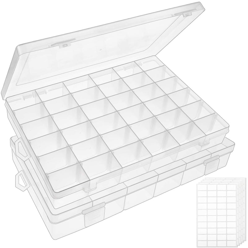 2Pack 36 Grids Clear Plastic Organizer Box Container Craft Storage With Adjust