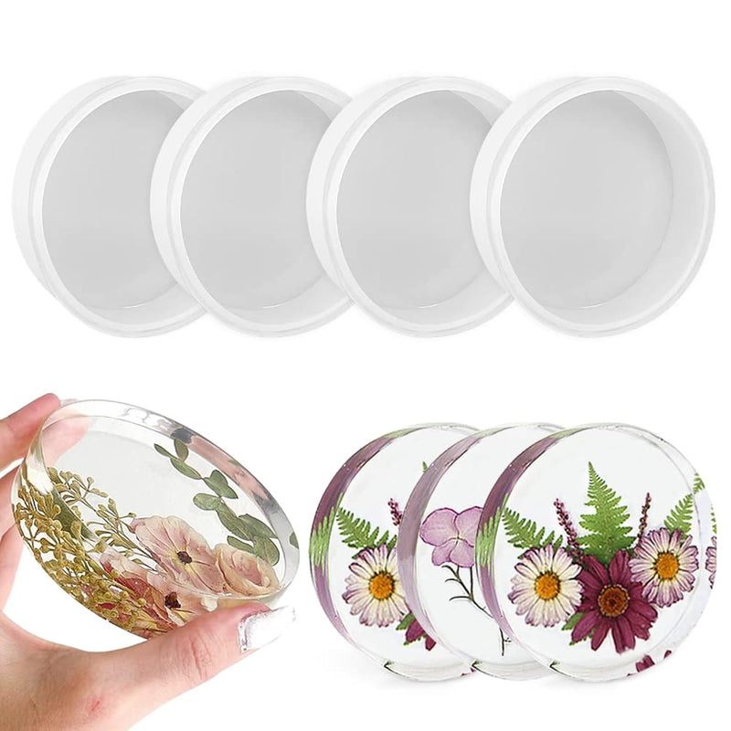 Deep Coaster Molds, Round Coaster Resin Molds, Small Coaster Silicone Molds For Resin Casting, For Flower Bouquet Preservation
