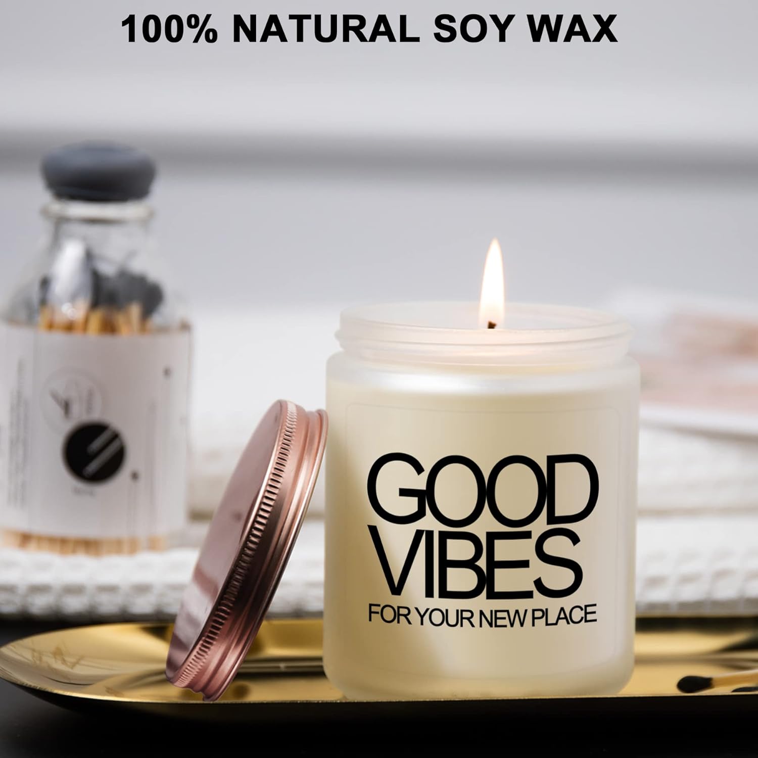 House Warming Gifts New Home, New Home Gifts, Good Vibes Candle, New House Essentials Best Presents For Women Couple Friends - Lavender Candles