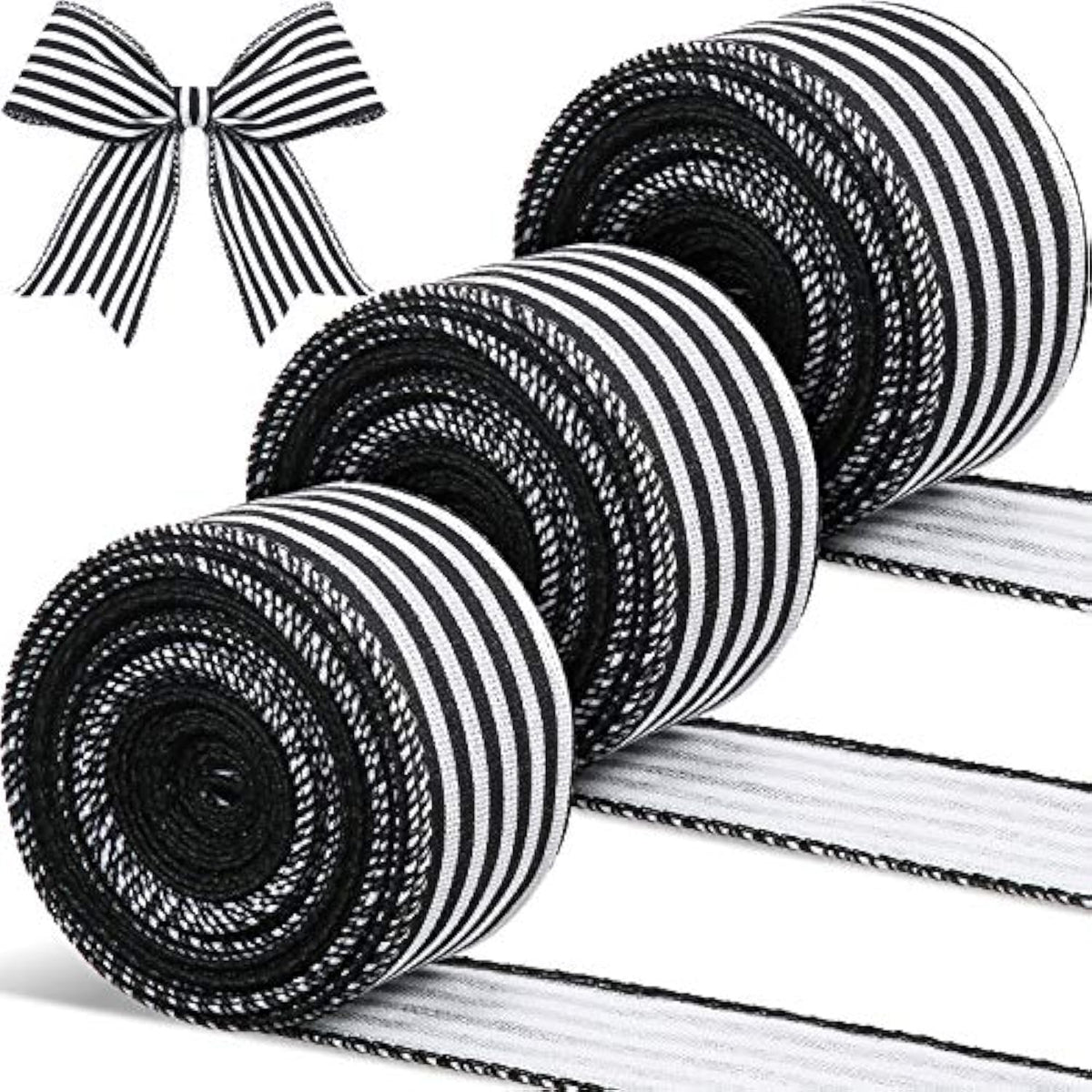 3 Rolls 30 Yard X 2 Inch Striped Ribbon Striped Fabric Grosgrain Ribbo