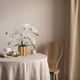 Potted Artificial Orchid Flowers,Real Touch White Fake Artificial Orchid Flower In Gold Vase Arrangement For Table Living Room Decoration (White,Gold Vase)