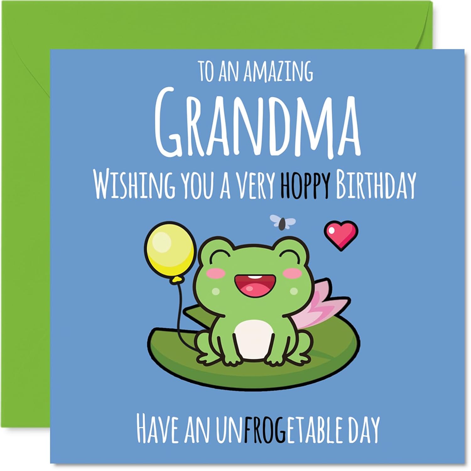 Grandma Birthday Card - Cute Frog - Happy Birthday Card For Grandma From Grandson Granddaughter, 5.7 Inch Mothers Day Greeting Cards