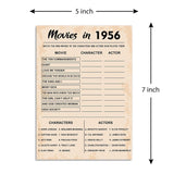 70Th Birthday Party Games, Movies In 1956 Games, Birthday Party Supplies For Adults, Fun 1956S Party Game?Pack Of 30 Cards