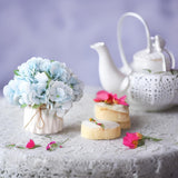 Fake Flowers In Vase, Small Artificial Silk Flowers With Ceramic Vase, Faux Flower Arrangement For Home Office, Coffee Dining Table Centerpiece Decor (Spring Hydrangea,Blue)