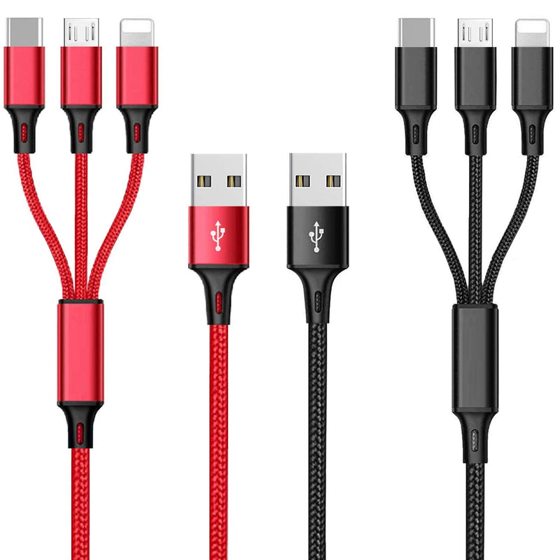 Multi Charging Cable, 4Ft 2Pack Multi Phone Charger Cable Braided Universal 3