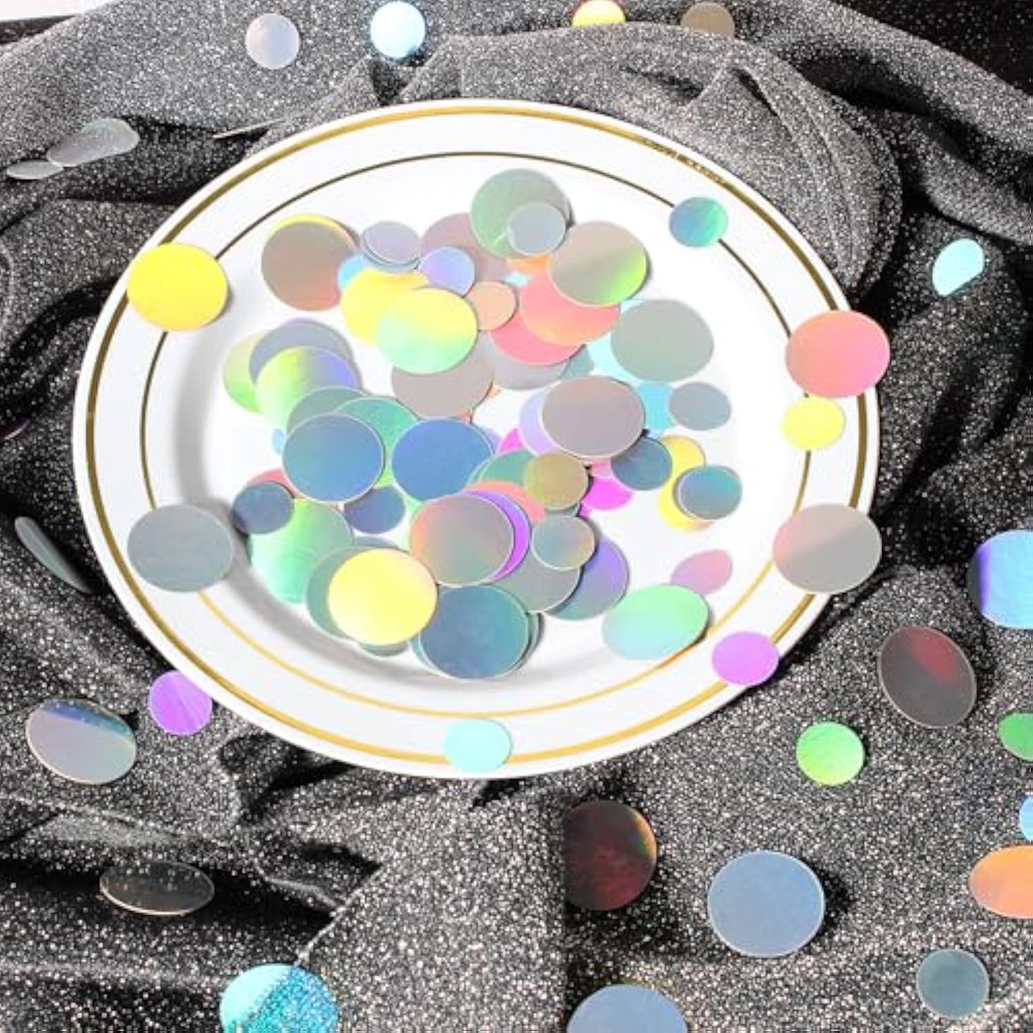 400Pc Circle Dots Iridescent Confetti For Birthday Decorations Round Table Scatter For Wedding Baby Shower Bachelorette Bridal Shower Party Supplies
