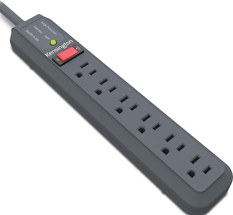 6 Outlet Surge Protector Power Strip 15FT Extension Cord 540J Flat Plug Wall Mount Black
