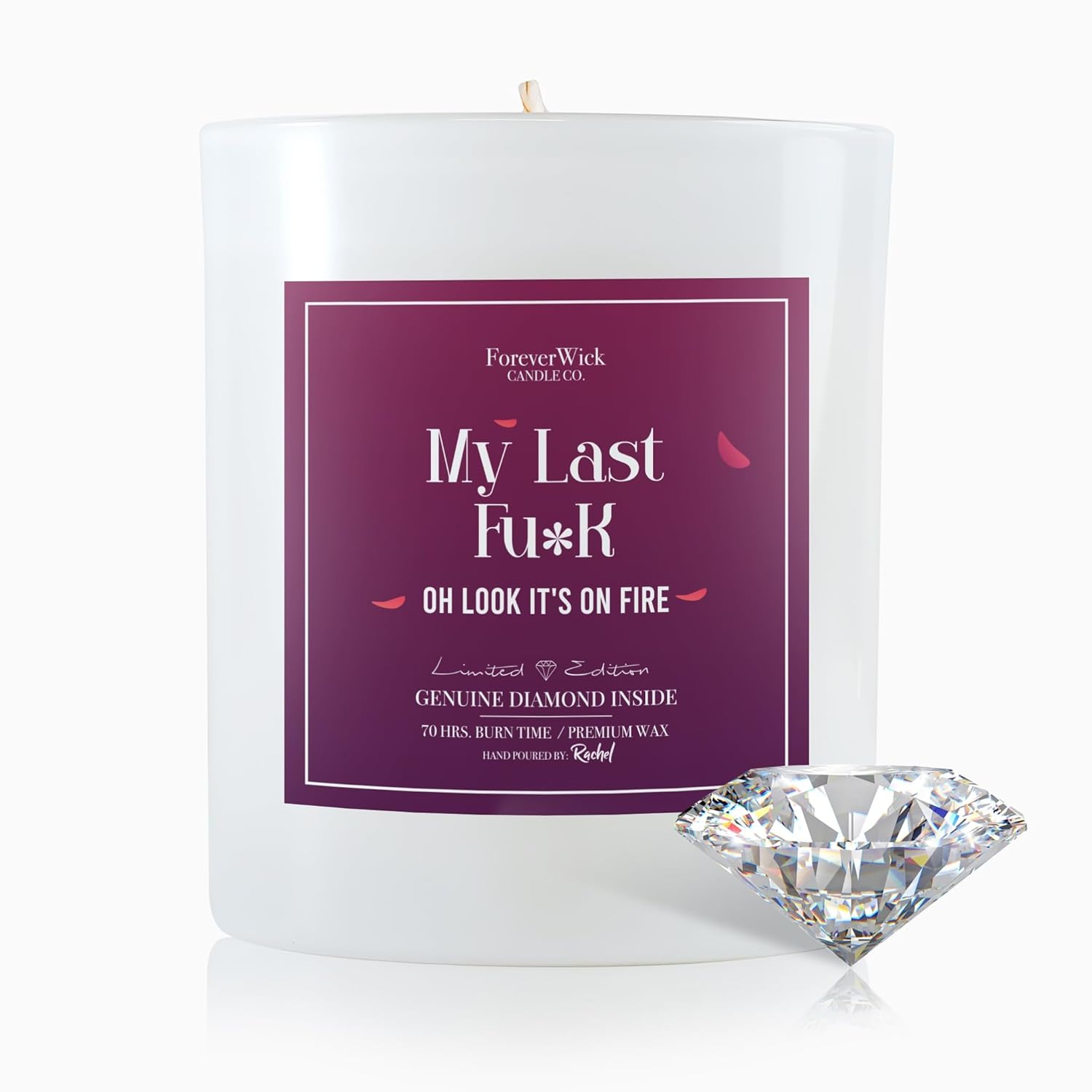 My Last Fvck Candle With Diamond Inside | S | Scented Soy Candles Gifts For Women Anniversary Candle Wax | Romance Candles All-Natural Organic Soy Candle 14Oz | 70H