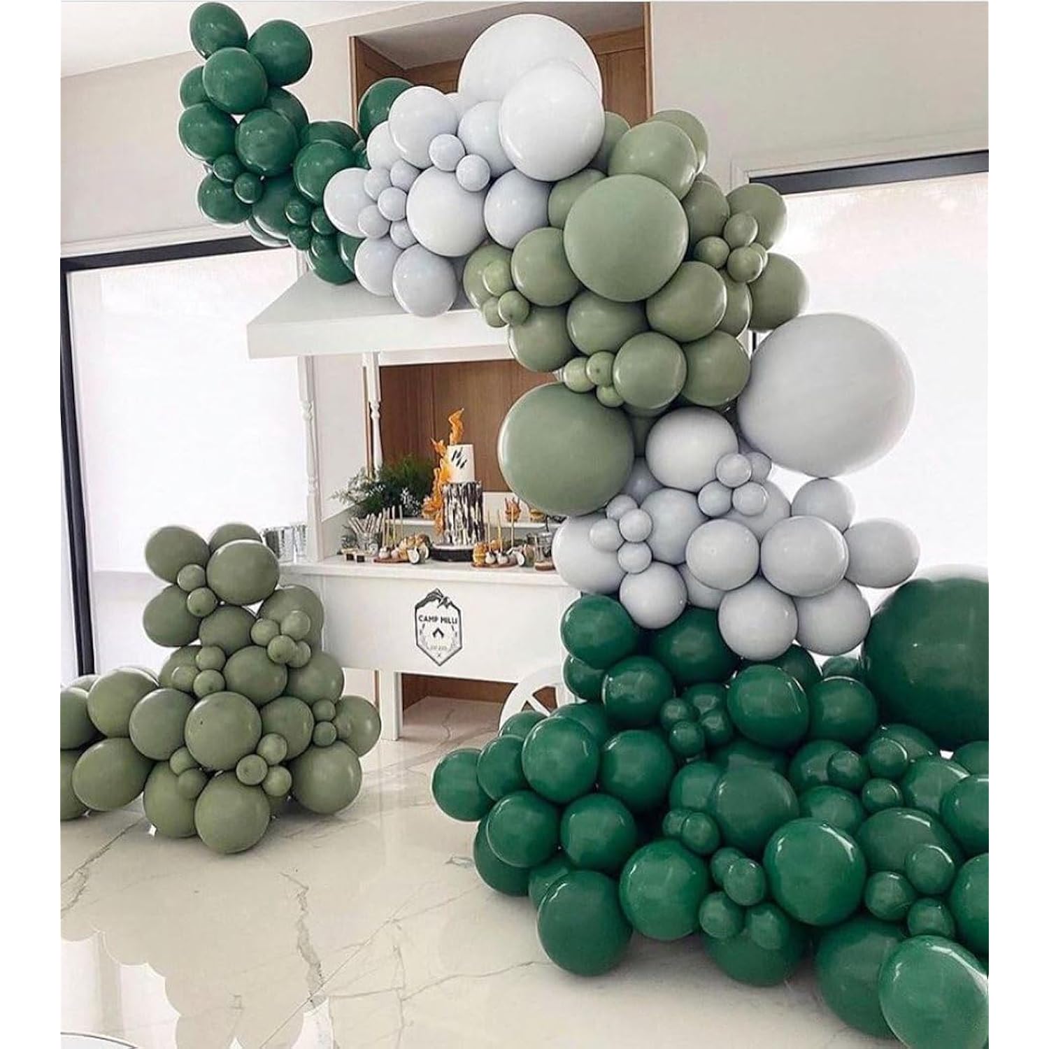 Green Balloon Arch Kit, 125Pcs Emerald Hunter Dark Green Latex Balloon Garland Kit, 18 12 10 5 Inch Different Size Balloons For Anniversary Birthday Jungle Theme Christmas Party Decorations