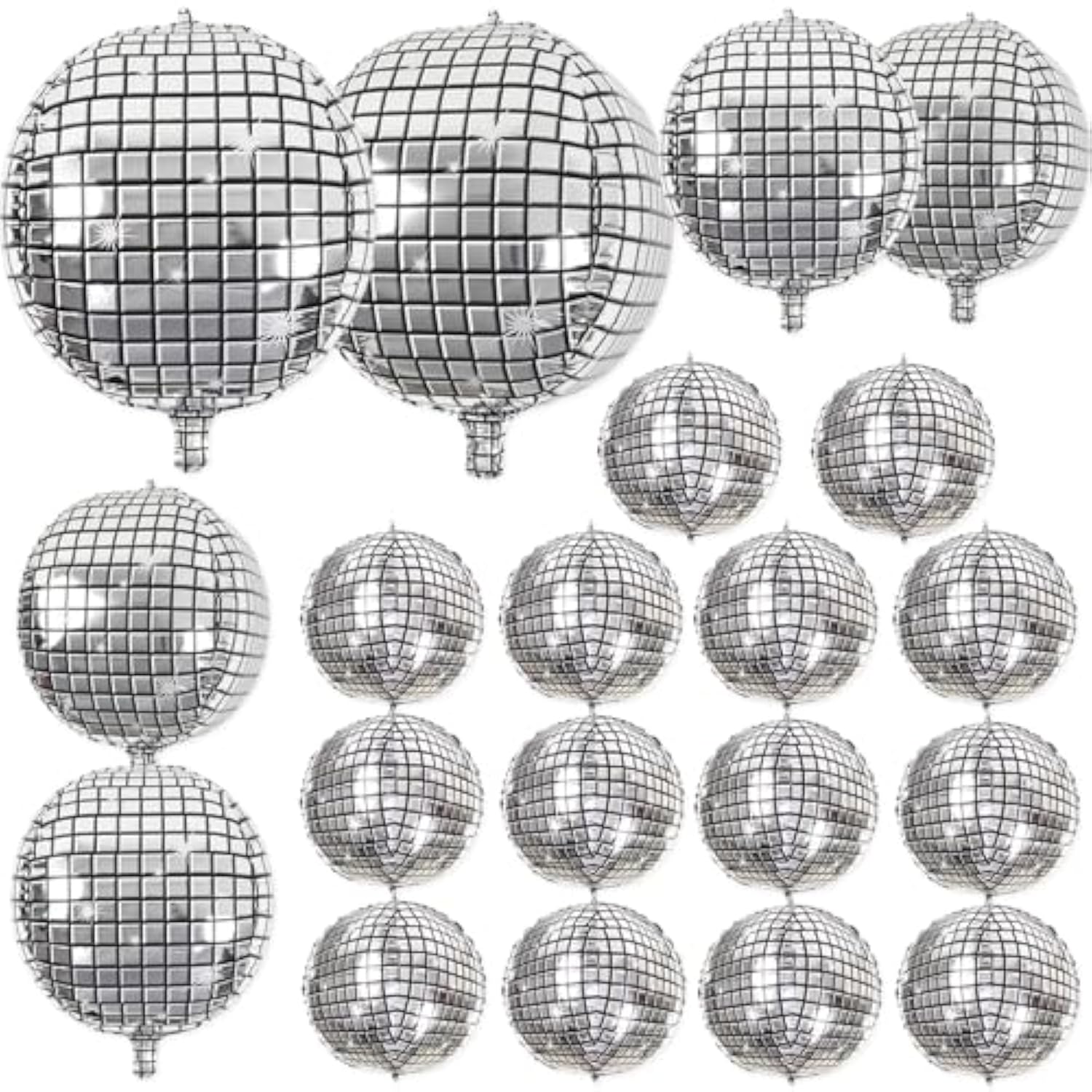 Silver Disco Ball Balloons: 70s Party Decorations, Mylar 20-Piece Set