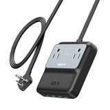 65W Fast Charging Travel Power Strip with USB C and 5ft Cord