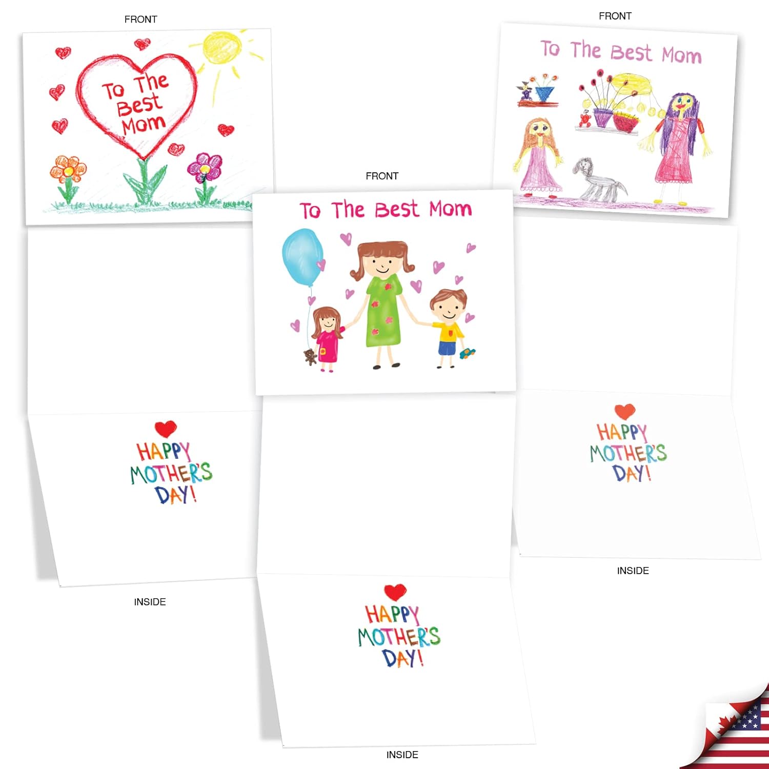 20 Assorted Mother'S Day From The Notecards Box Set 4 X 5.12 Inch With Envelopes (10 Designs, 2 Each) Son, Daughter - Love You Mommy Am10309Mdg-B2X10