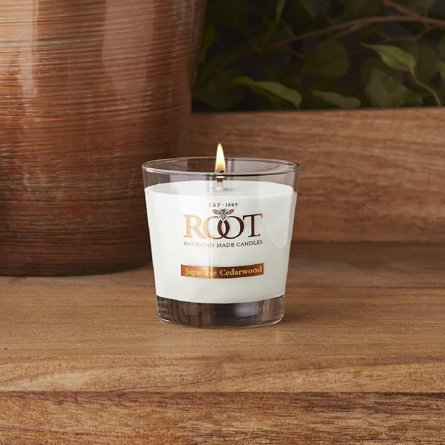 Root Candles Scented Candles Honeycomb Veriglass Premium Handcrafted Beeswax Blend Candle, Small, Japanese Cedarwood