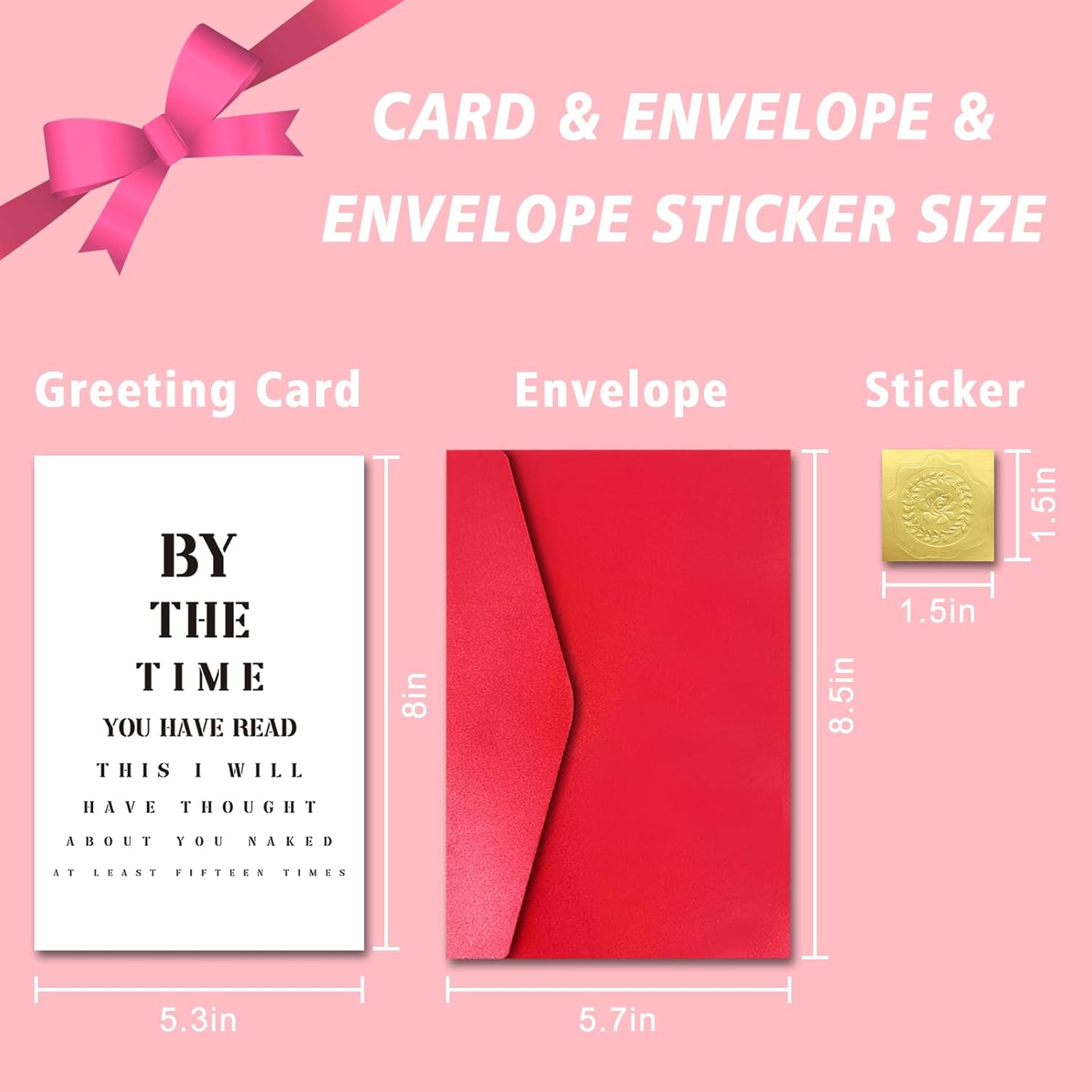 Raunchy Valentine’S Day Card For Wife Girlfriend, Sexy Valentine’S Day Gift Card For Him Her (By The Time You Have Read This I Will Have Thought About You Naked At Least Fifteen Times)