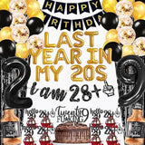 29Th Birthday Decorations Party Supplies For Men Last Year In My 20S Balloons I Am 28+1 Glitter Banner 29Th Birthday Foil Balloons Whiskey Balloon Cake Topper Cupcake Toppers