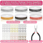 Chains For Jewelry Making, 60Ft Jewelry Making Chains For Necklace With Pliers, Open Jump Rings And Lobster Clasps For Making Jewelry Diy Necklace Bracelet Anklet, 6Colors 2Mm