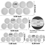 32-Cavity Set Of 2'', 1.75'', 1.5'', 1.25'' Circle Grip Mold, Magnet Mold, Round Keychain Silicone Mold For Resin (No Hole)