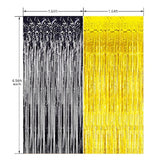 3-Pack Black Gold Fringe Backdrop Curtains for Party and Photo Booth Decor