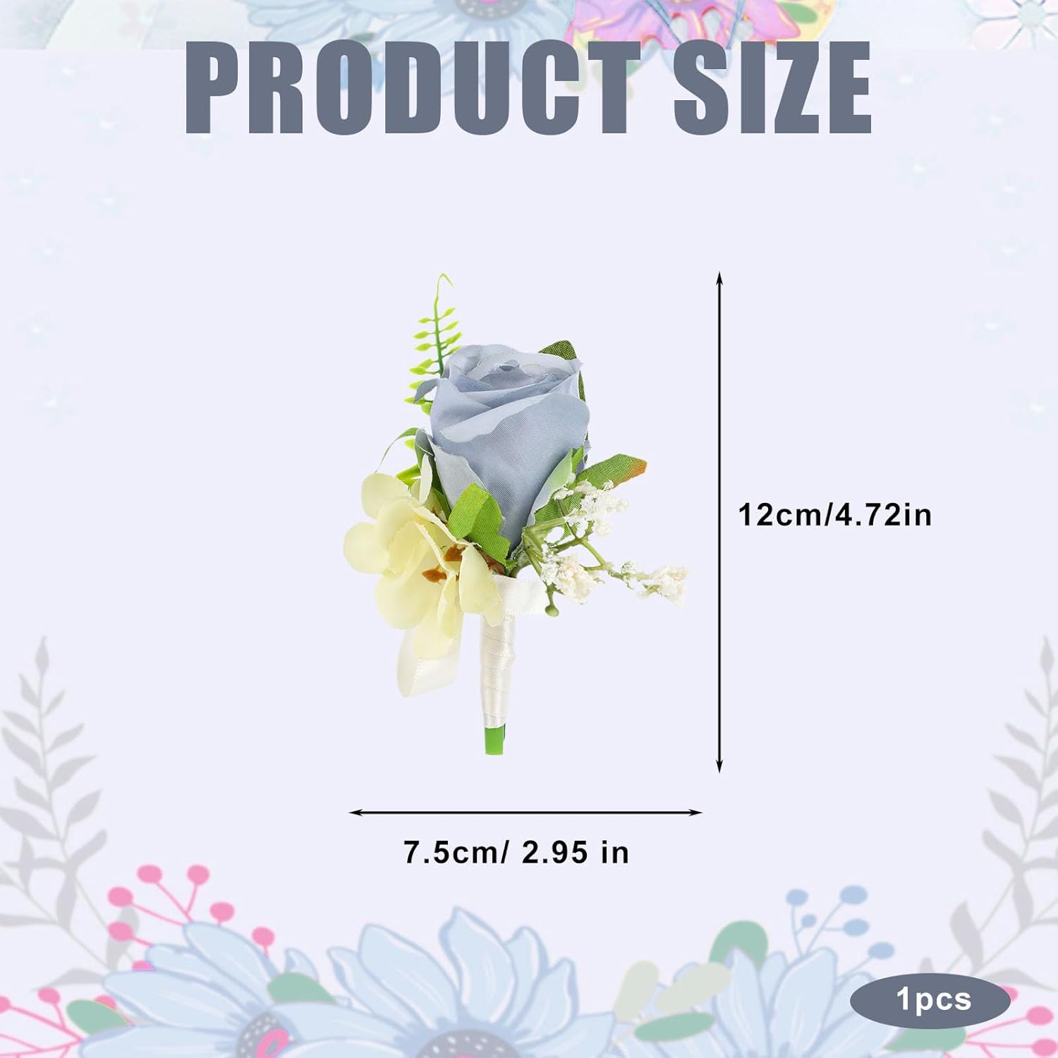Wedding Boutonniere For Men, Rose Flower Buttonholes Artificial Groom Corsage Prom Suit Decoration For Groomsmen (Style 1)