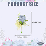 Wedding Boutonniere For Men, Rose Flower Buttonholes Artificial Groom Corsage Prom Suit Decoration For Groomsmen (Style 1)