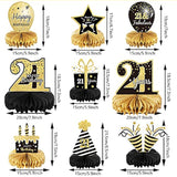 9pcs 21st Birthday Table Centerpieces Honeycomb Toppers for Party Decor