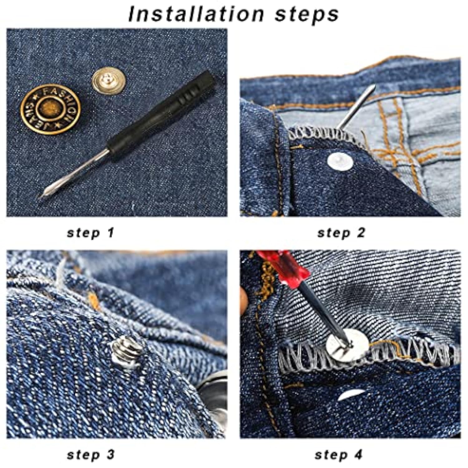 Jeans Button Replacement No Sew, 24 Sets Metal Buttons For Pants - Ins