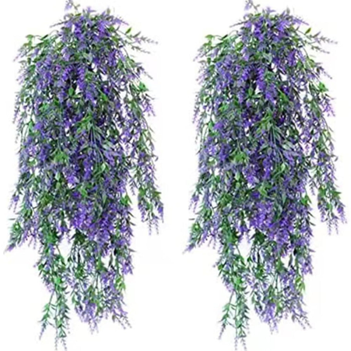 4 Packs Fake Hanging Lavender Plants Artificial Hanging Faux Uv Resistant Lavender Flowers Fake Lavender Plants Hanging Indoor Outside Hanging Decorations,(Purple)