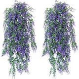 4 Packs Fake Hanging Lavender Plants Artificial Hanging Faux Uv Resistant Lavender Flowers Fake Lavender Plants Hanging Indoor Outside Hanging Decorations,(Purple)
