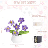 Crochet Flowers Forget Me Not, Mini Gradient Purple Crochet Flower Potted Plant For Desk, Handmade Anniversary Birthday Graduation Gifts For Women Teacher Mom Friend