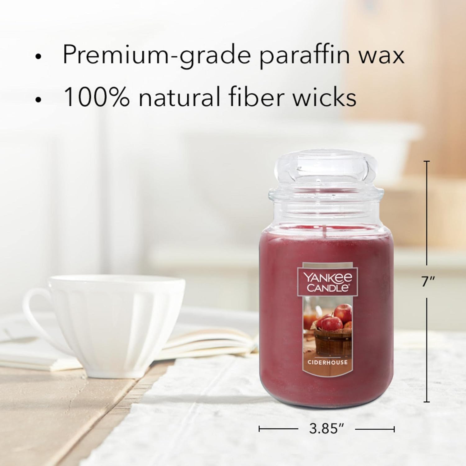 Yankee Candle Cider House Scented, Classic 22oz Large Jar Single Wick Candle, Over 110 Hours of Burn Time