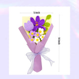 Crochet Flower Bouquet, Completed Knitted Artificial Flowers, Handmade Tulip Bouquet Ideal For Home Decor And Celebrations (Purple Tulip)