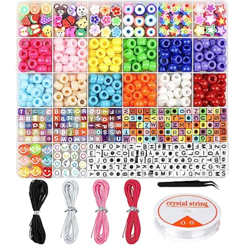 Bracelet Making Kit, Beads For Bracelets Making Pony, Kandi, Polymer Clay, Smile Face & Letter Beads For Jewelry Making, Diy Arts And Crafts Gifts Toys For Girls Age 6-12
