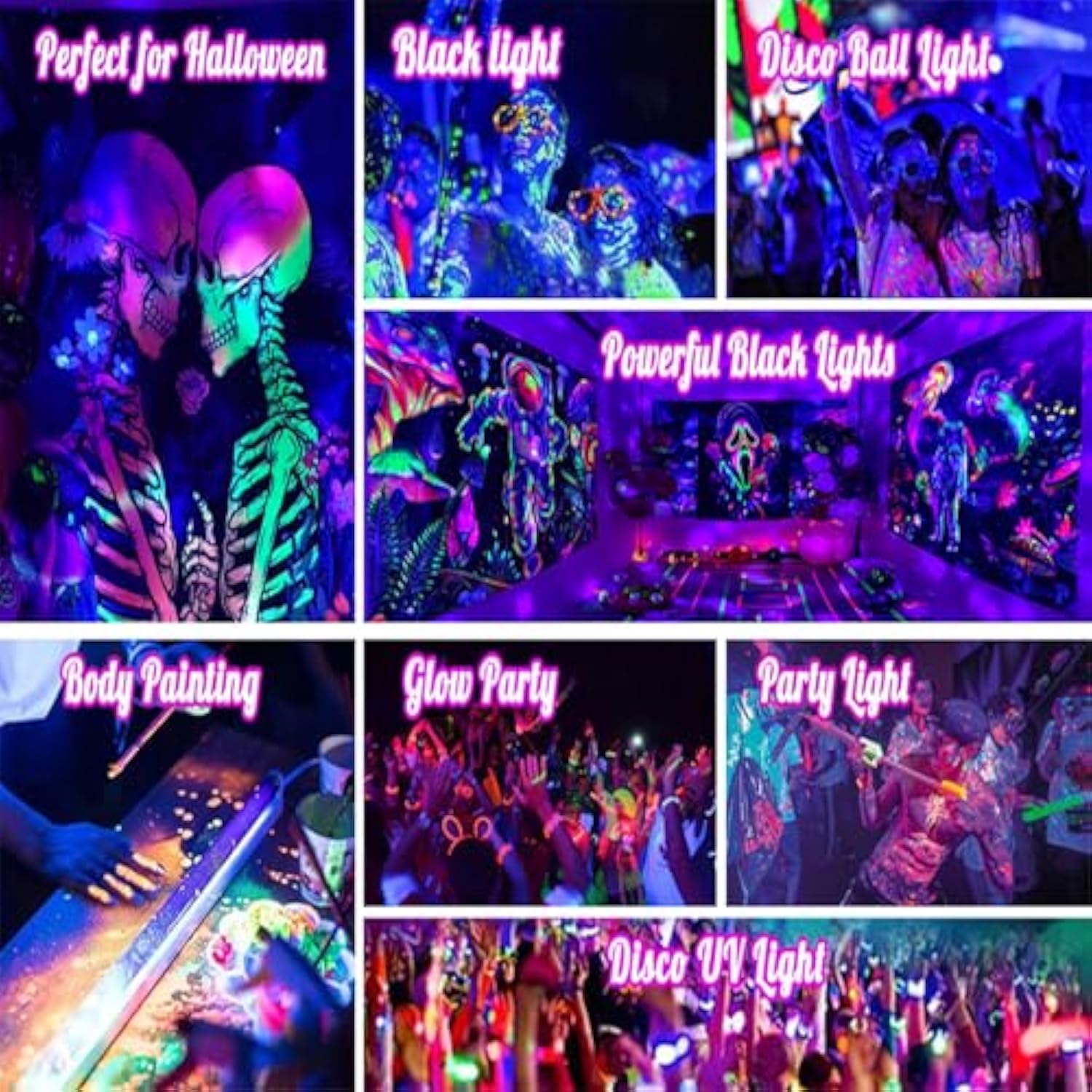 2 In 1 Disco Black Light Glow Party Lights,10W Uv Disco Ball Light With Sound Activated Strobe Light Halloween Dj Party Lights Indoor For Halloween Christmas Birthday Party Dancing Decoration, 1 Pack