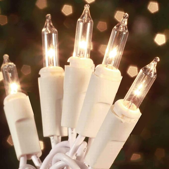 100 Count Mini Clear Christmas Lights 21FT White Wire String Lights UL Certified for Christmas Tree Wedding Valentine Indoor Outdoor Decor