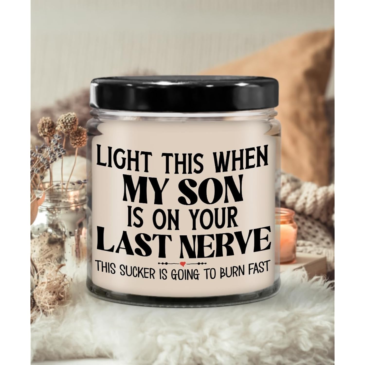 Daughter In Law Candle Light This When My Son Is On Your Last Nerve Funny Birthday Christmas 9 Oz. Vanilla Scented Soy Wax For Women