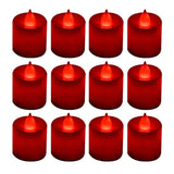 12 Pack Red Flameless Led Tea Lights Candles, Flickering Long Lasting Battery Operated Electronic Fake Candles, Decorations For Wedding, Halloween And Festival Celebration (Red)