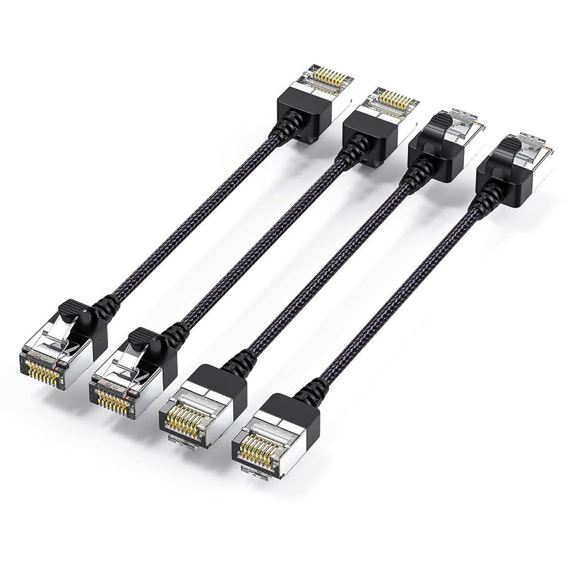 4Pack Ultra-Slim Cat6 Series Patch Cables 0.6Ft Short,High Speed Slim Ethernet