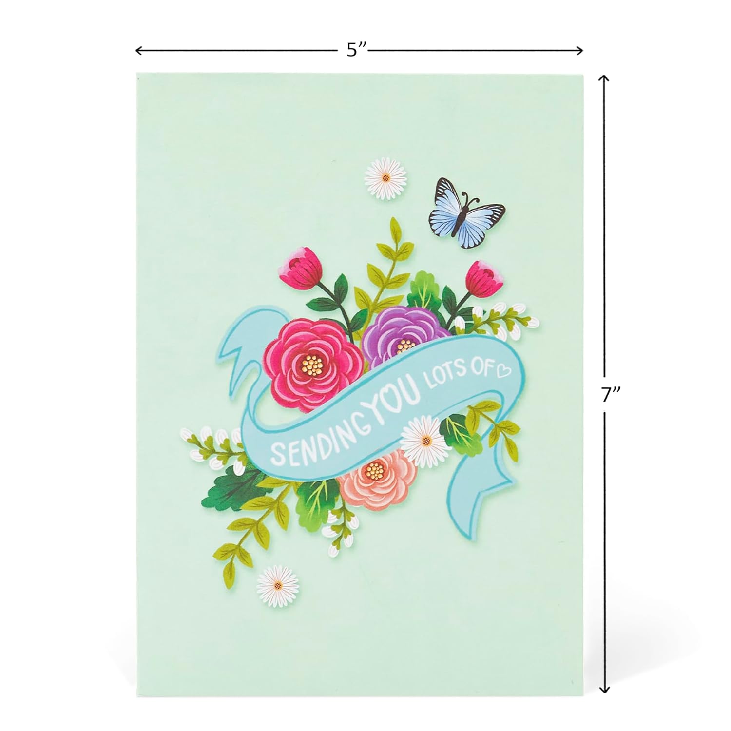 Colorful Floral Roses Pop Up Card, Love You, Flowers, Butterfly, 3D Greeting Cards, Ideal Gifts For Birthday, Mothers Day, Anniversary, Valentines Day, 5X7 - Includes Envelope And Message Note