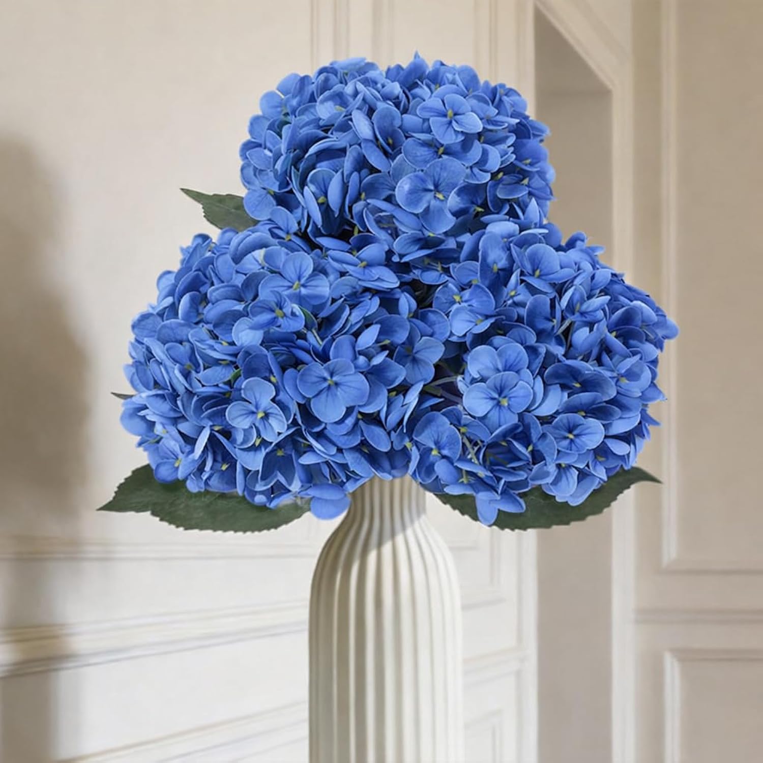 3Pcs Real Touch Artificial Hydrangea Flowers, 21 Inch Large Lifelike Silk Dry Faux Hydrangeas For Wedding, Home, Party, Office & Table Centerpiece Decoration