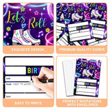 Birthday Invitations, 4"X6" Neon Roller Skating Birthday Party Invitations With Envelopes For Neon Glow Skate Party Decorations Supplies(20 Pieces)-C08