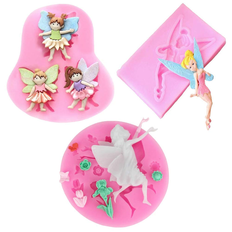 3Pcs/Set Flower Fairy Fondant Mold Angel With Wings Silicone Mold For Cupcake